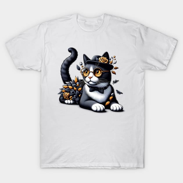 Cat in a Hat T-Shirt by Cutetopia